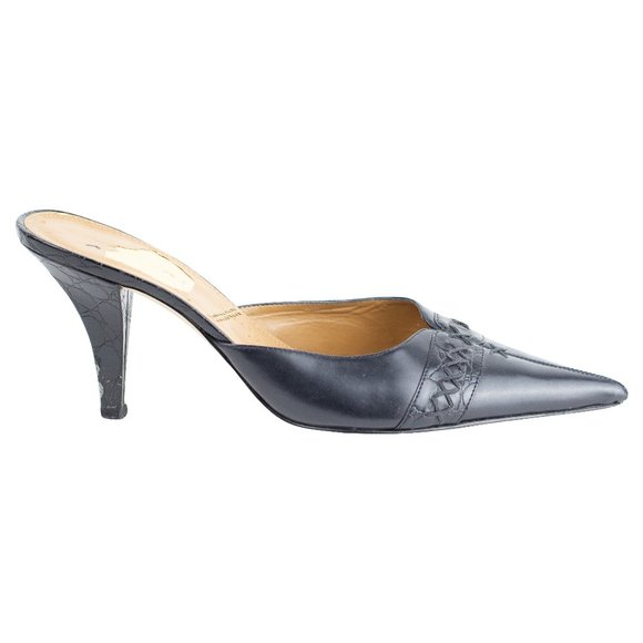 Black pointy toe leather mule (Tahari) - Picture 1 of 7